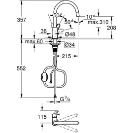 Grohe Start Flow Einhand-Spültischbatterie 1/2" HD chrom