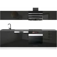 Belini Küchenzeile Küchenblock Linda - Küchenmöbel 240 cm Einbauküche Vollausstattung ohne Elektrogeräten mit Hängeschränke und Unterschränke, ohne