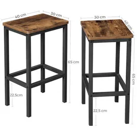 VASAGLE Barhocker 40 x 30 x 65 cm Braun/Schwarz