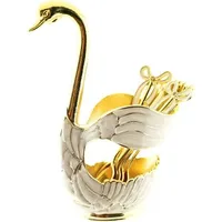 COFI Elegante Deko Besteckhalterung mit 6 Teelöffel in Schwanenform