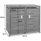 Mendler 2er-Mülltonnenverkleidung HWC-E83, Mülltonnenbox Mülltonnenabdeckung, erweiterbar 103x115x63cm ~ Edelstahl 38kg