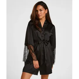 Hunkemöller Bademantel Satin Kimono Schwarz XS/S