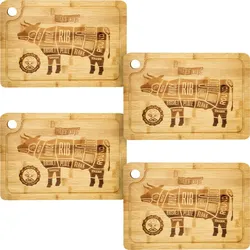 4x Bambus Steakteller Holz Massiv 33x23 - 2cm Grill Servierplatte Burger Brett