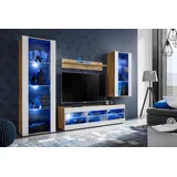komodee Wohnwand TV Tivoli Medio A1 Weiß/Wotan 245x159x35 cm