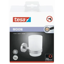 Tesa Zahnputzbecher Edelstahl Silber/Weiß
