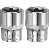 QUARKZMAN 3/8" x E18 Torx Bit Set, 2 Stück Torx Nuss Set Schrauber Sechskant Steckschlüsseleinsätze, Antrieb Tiefnuss Stern-Stecknuss für Auto Reparaturen Hauswartung DIY Handarbeit