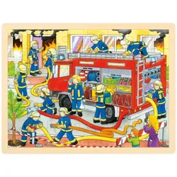 goki Einlegepuzzle »Feuerwehreinsatz«, Holz, 48 Teile