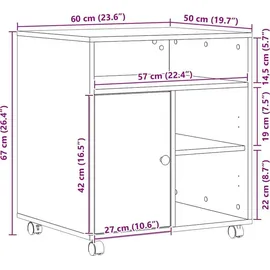 vidaXL Druckerständer Altholz 60 x 50 x 67 cm Holzwerkstoff
