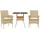 vidaXL 3-tlg. Garten-Essgruppe mit Kissen Beige Poly Rattan und Glas