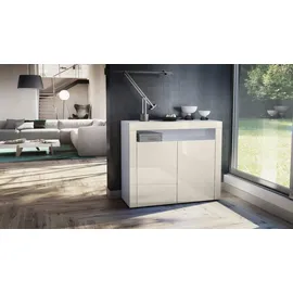 Vladon Valencia 108 x 92 x 40 cm Weiß matt/Creme Hochglanz/gelb