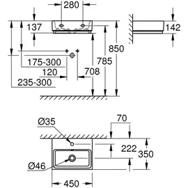 Grohe Cube Keramik Handwaschbecken 45,5 x 35 cm (3948300H)
