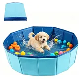 Hundepool 60x20cm Hunde Planschbecken Faltbarer Hunde Pool Hundepool Klein, mit Ablassventil rutschfest Hundeplanschbecken, für Kleine Hundes Katze Mini Planschbecken