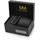 MASSI MORINO Krawatte Schwarz mit Einstecktuch Set Herren inkl. Manschettenknöpfe, Krawattennadel und Geschenkbox | Männer Krawattenset zur Hochzeit - Einheitsgröße