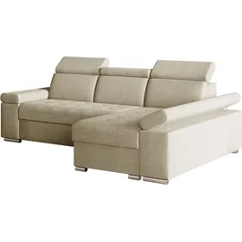 moeblo Ecksofa L mit Schlaffunktion, verstellbaren Kopfstützen & Bettkasten – Modernes Schlafsofa mit Stauraum - Ecksofa Luka L - Beige (Twist 0... - Beige