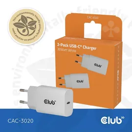 Club 3D Club3D CAC-3020 USB Ladegerät USB-C 30Watt. 2Stk Weiß