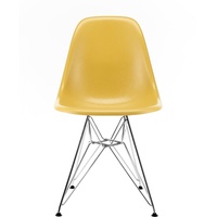 Vitra - Eames Fiberglass Side Chair DSR, basic dark / Eames ochre light (Filzgleiter basic dark)