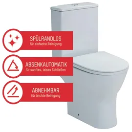 Sanicomfort Paros Stand-WC mit WC-Sitz Weiß spülrandlos