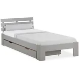 Homestyle4u Holzbett 90x200 mit Lattenrost Bettkasten Bett Holz, Kiefer, cm, Schlafzimmer, Betten