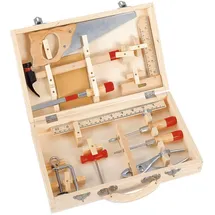 Peter Bausch GmbH & Co. KG PEBARO 460 - Qualitäts-Werkzeugbox, 16 Teile, Holz-Werkzeugkasten mit Schiebedeckel
