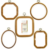 LAMXD Stickrahmen 5 Stücke Stickrahmen Ring Kunststoff Kreuzstich Hoop Set Stickerei Rahmen Embroidery Hoop Stickerei Kits Rechteck Rund Achteck Oval für DIY Kunsthandwerk