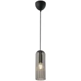 Nordlux Pendelleuchte Miella Glas, gerippt, rauchgrau/schwarz