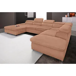Wohnlandschaft SIT & MORE "Alcudia U-Form", braun, B:349cm H:73cm T:226cm, Primabelle-Microfaser, Korpus: Luxus-Kunstleder / Sitz und Rücken: Struktur (100% Polypropylen), Korpus: Struktur (100% Polypropylen) / Sitz und Rücken: Struktur (100% Polyester), Sofas, wahlweise mit Bettfunktion