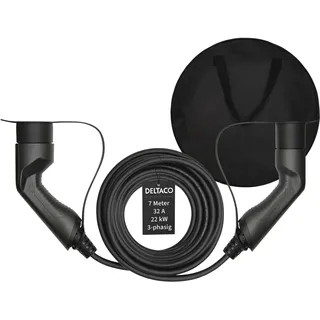 deltaco Deltaco, Elektroauto Ladekabel, EV-3207B + Tasche 3-phasig IEC Typ 2 auf Typ 2 - 32A 22 KW, 7m (Typ 2, 22 kW, 32 A, 7 m)