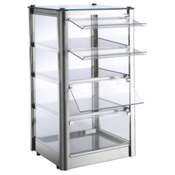 Neumärker Backwaren Warmhaltevitrine Cube, Robuster Backwarenpräsenter für optimale Temperatur und ansprechende Präsention, 4 Böden