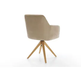 DeLife Esszimmerstuhl Greg-Flex Mikrofaser Beige Vintage Holzgestell kantig Natur Taschenfederkern