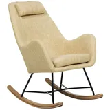 Beliani Schaukelsessel ARRIE in Gelb/Schwarz/Heller Holzfarbton | Gr.: onesize