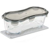 Genius Nicer Dicer Fun Glasschüssel groß mit Deckel & Silikonmatte Kombi-Set - ofenfeste Glasbehälter Auflaufform Ofenform backofenfest und gefriergeeignet | Fassungsvermögen 1,3l