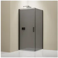 Bernstein NT416 Eckdusche mit Drehtür rechts 80 x 80 cm Schwarz/Grau 8 mm Nano Glas