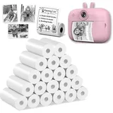 Tiusixsy 20 Rollen Mini Drucker Rollen, 57 x 25mm Thermopapier für Kinder Sofortbildkamera, Thermodrucker Aufkleberrolle, Thermodrucker papier weiß, Für Scrapbooking, Fotos, Notizen, Etiketten