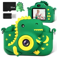GREENKINDER Kinderkamera,2.0”-Bildschirm Kinder Kamera mit 32GB Karte, 20MP & 1080P HD Selfie Digitalkamera Kinder, Fotoapparat Kinder, Dinosaurier Geschenke für 3-12 Jahre Jungen und Mädchen