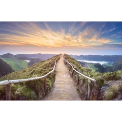 Fototapete PAPERMOON "LANDSCHAFT-NATUR GEBIRGE BERGE ALPEN WOLKEN HIMMEL XXL", bunt, B:3,50m L:2,60m, Vlies, Tapeten