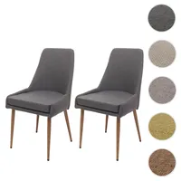 Mendler 2er-Set Esszimmerstuhl HWC-O27, Küchenstuhl Polsterstuhl Stuhl, Stoff/Textil (280g/m2)
