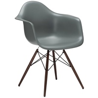 Vitra Stuhl Eames Plastic Armchair DAW 83x63x59 cm grau, Gestell: Ahorn nussbaumfarbig, Designer Charles & Ray Eames