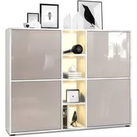 Vladon Highboard, Sand, 130.5x105.5x35.5 cm, Wohnzimmer, Kommoden & Sideboards,