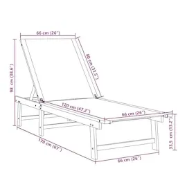 vidaXL Sonnenliege Taupe Massivholz Akazie und Textilene