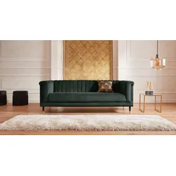 3-Sitzer "Chamby", grün (dunkelgrün), B:210cm H:71cm T:85cm, Luxus-Microfaser Lederoptik (100% Polyester), Scheuertouren: 40.000, Pilling: 4, Samtoptik (100% Polyester), Scheuertouren >100.000, Pilling: 5, GUIDO MARIA KRETSCHMER HOME & LIVING, Sofas, mit Holzrahmen unten und Steppung im Lehnenbereich, Topseller
