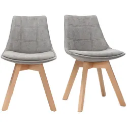 2er-Set Stühle skandinavisches Design Holz und Stoff Dunkelgrau MATILDE