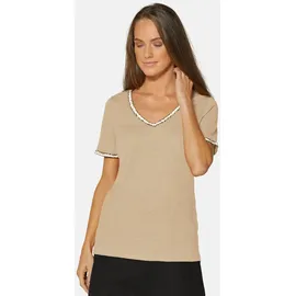 Madeleine Trendiges Kurzarmshirt V-Ausschnitt", in natur multicolor), | Gr.: 38,