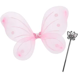 Relaxdays Feen-Kostüm Kinder mit Feenflügeln und Zauberstab