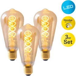 NÄVE LED-Leuchtmittel "Dilly", G (A-G), gelb (amber), L:14,6cm Ø:6,4cm, Leuchtmittel, Retro Leuchtmittel Filament