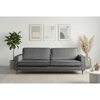 Home Affaire 3-Sitzer HOME AFFAIRE "Pinto Skandi,Maxi-Ausführung, 236 cm, Chenille, Struktur", dunkelgrau, B:236cm H:89cm T:97cm, 100% Polyester, Sofas, mit Keder, Massivholzfüße Eiche geräuchert, Wellenunterfederung