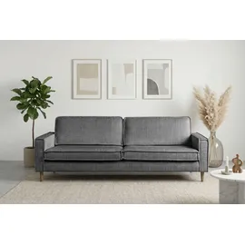 Home Affaire 3-Sitzer HOME AFFAIRE "Pinto Skandi,Maxi-Ausführung, 236 cm, Chenille, Struktur", dunkelgrau, B:236cm H:89cm T:97cm, 100% Polyester, Sofas, mit Keder, Massivholzfüße Eiche geräuchert, Wellenunterfederung