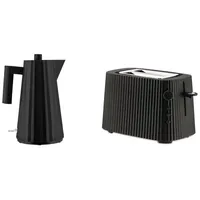 Alessi Plissé Bundle Elektrischer Wasserkocher und Toaster schwarz