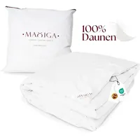 MAXIGA Ganzjahres Daunendecke 155x220 – 100% Gänsedaunen, leicht & atmungsaktiv, optimale Wärmebalance,  , Allergikerfreundlich - Weiß