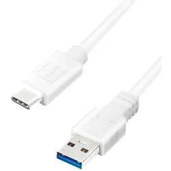 LogiLink USB 3.2 Gen1x1 Kabel, USB-A Stecker auf USB-C Stecker, 0,5m weiß  1 Stück