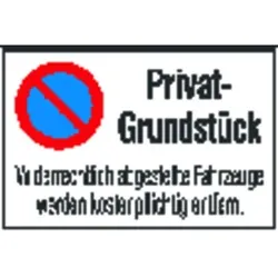 Symbol Privat-Grundstück Alu geprägt
